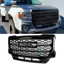 Fits 21-22 GMC Canyon Denali Style Front Bumper Upper Hood Grille Gloss Black