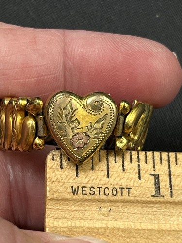 Vtg Sweetheart Expansion Bracelet Child Size Signed Co-Star Gold Fill & St Steel - Picture 8 of 11