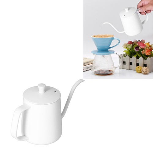 (Weiß 600ml) Hand Tropf Kaffeekanne Edelstahl Kaffee Ausgießen Wasserkocher Ausgießen - Bild 21 von 23
