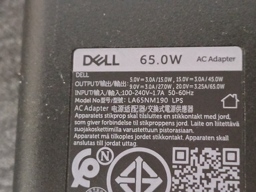 Neuf DELL Alim ORIGINAL USB-C 65W Réf. LA65NM190 DP/N 0VFHDX- DP/N 0RGF3F +Câble - Photo 5/8