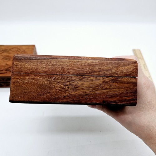 2 cajas de baratijas vintage talladas a mano de madera cruz celta irlandesa florales hechas en la India - Imagen 6 de 24
