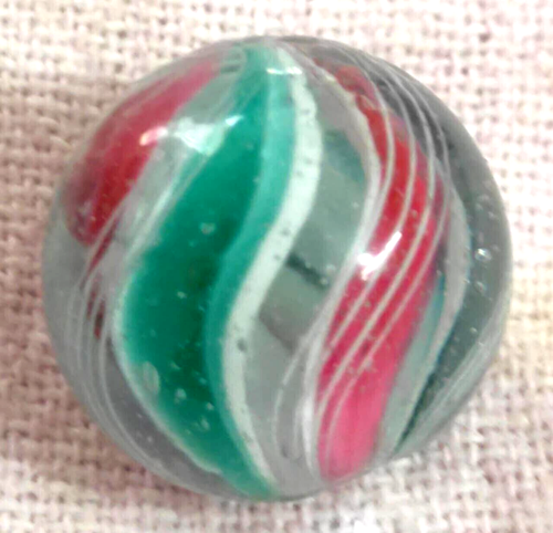 TOY MARBLE .72,4 divided ribbon core jelly 2 pink 2green with white cage threads - Picture 3 of 10