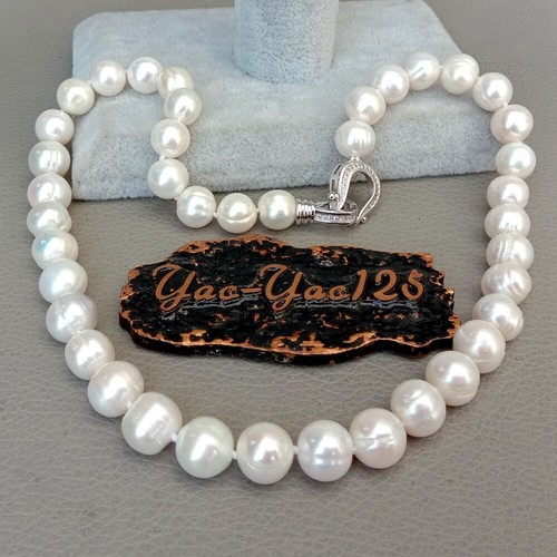Color Round Pearl Necklace free shipping 17" 10-11mm White Black Gray Multi