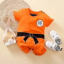 Baby Goku Cosplay Romper Anime Newborn Jumpsuit Soft Cotton 0-18M Summer Costume