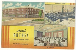 Hotel Anthes Fort Madison Iowa Ia Motel Postcard Ballroom Coffee Image Is Loading Hotel Anthes Fort Madison Iowa Ia Motel Postcard