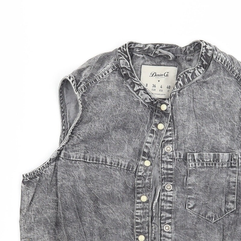 Denim co Womens Grey Polyester Blend Basic Button… - image 3