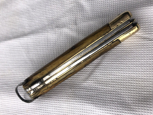 Vintage Multitool 2 old fishing knife-saw with lock bronze - Picture 8 of 19