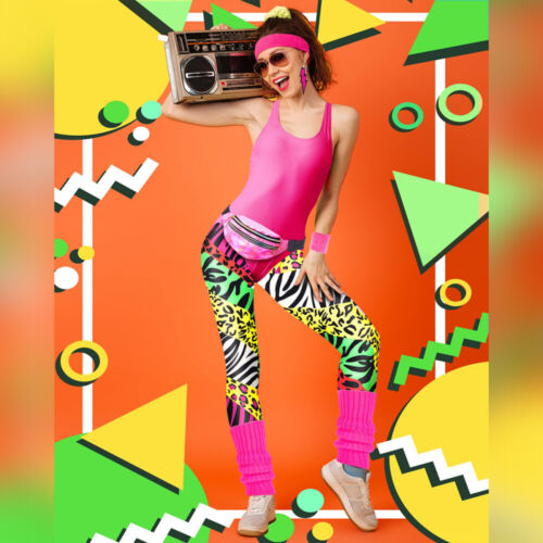 80Er Jahre Outfit Damen Set,80Er Jahre Workout Kostüme Für Damen,90Er 80Er Jahre - Bild 5 von 15
