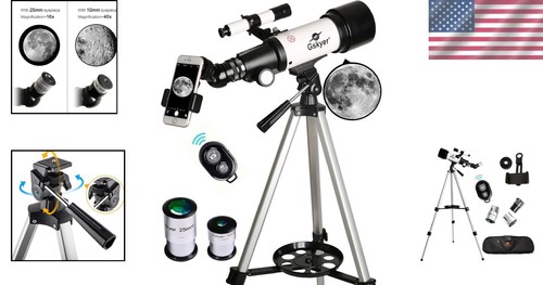 Lightweight 400mm Refractor Telescope - Perfect for Kids, Includes Accessories - Picture 2 of 10