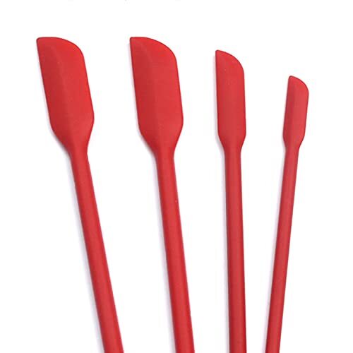 4 Pack Mini Silicone Spatula Set Small Rubber Spatula Makeup Thin Jar Scraper - Picture 4 of 6