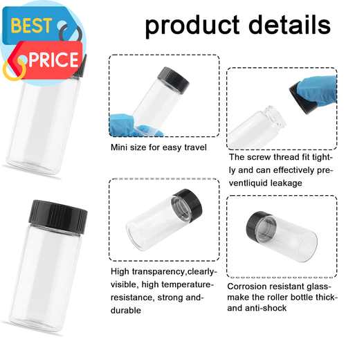 Confezione da 20 Bottiglie di Vetro Trasparente,20 Ml (2/3 Oz) Fiale di Vetro con Tappo a Vite,Piccola Taglia S - Foto 5 di 12