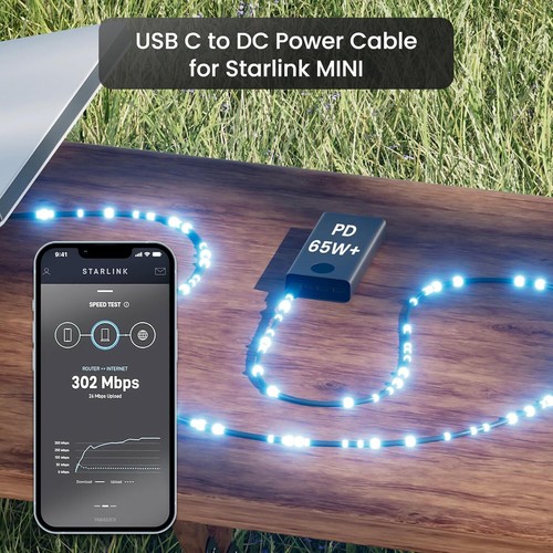 2M/6.5FT For Starlink Mini USB C to DC Power Cable Type-C Input 12V Waterproof - Picture 8 of 10