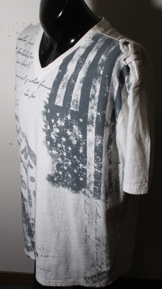 3 X бумаги джинсовой ткани и ткани белый короткий рукав v-образным вырезом футболка мужской размер 3 X - Изображение 4 из 4