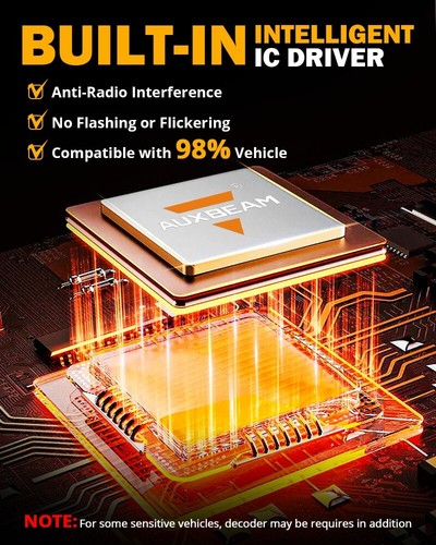 AUXBEAM S3 9005 HB3 9006 HB4 LED Headlights High Low Beam 72W 8000LM White CSP - Picture 4 of 12