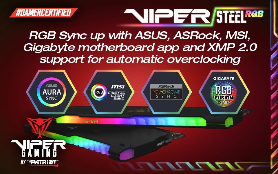 Patriot Viper Steel RGB 16GB (2 x 8GB) DDR4 3200 (PC4-25600