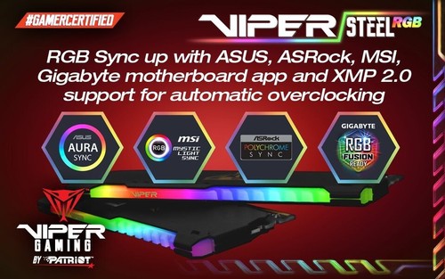 Patriot Viper Steel RGB 32GB (2 x 16GB) DDR4 3200 (PC4-25600) CL16 Desktop RAM - Zdjęcie 6 z 19