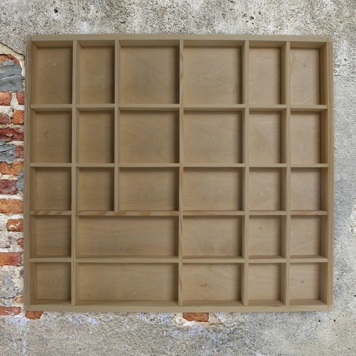 Wall Hanging Wooden Trinket Display Shelf / 28 Compartments / 450 x 400 x 40 mm - Picture 9 of 12