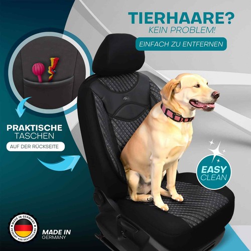 Fundas de asiento de coche Prime adecuadas para Ford Fiesta MK 7 desde 2008-2016 (negro-gris) - Imagen 7 de 12