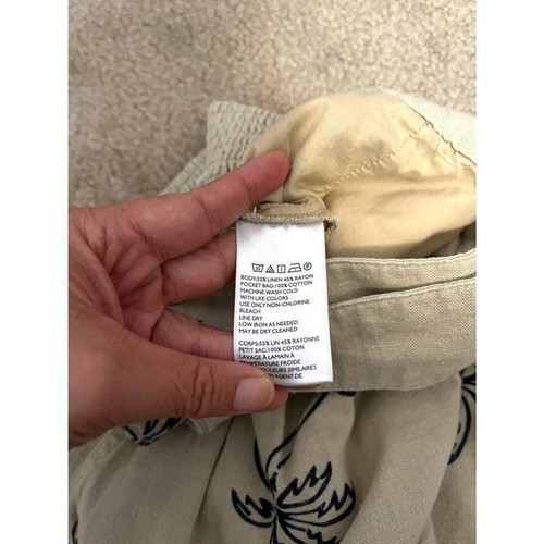 Urban Outfitters beige black tropical resort palm tree pattern cotton shorts S - Picture 8 of 8