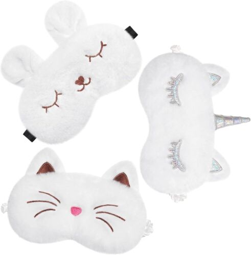 Sleep Mask for Kids Girls Plush Sleeping Cover 3 Pcs Eye Blindfold Sleep Cover - Picture 15 of 73