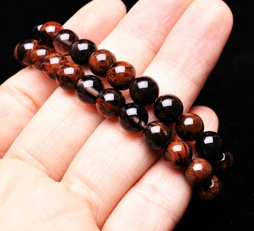 8mm 2Pcs Natural Black Auralite 23 Crystal Crystal Gemstone Round Beads Bracelet - Picture 5 of 6