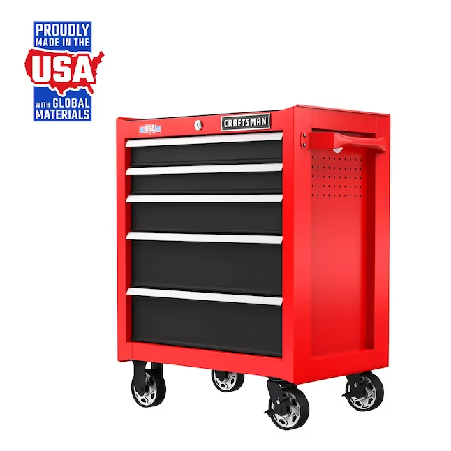 CRAFTSMAN 2000 Series 26.5-in W x 34-in H 5-Drawer Steel Rolling Tool Cabinet (Red) CRAFTSMAN 2000 Series 26.5-in W x 34-in H 5-Drawer Steel Rolling Tool Cabinet (Red)