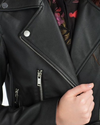 ZARA 100% SHEEP LEATHER CLASSIC BLACK JACKET WITH ZIPS 5479/051 SIZE M BRAND NEW - Picture 3 of 4