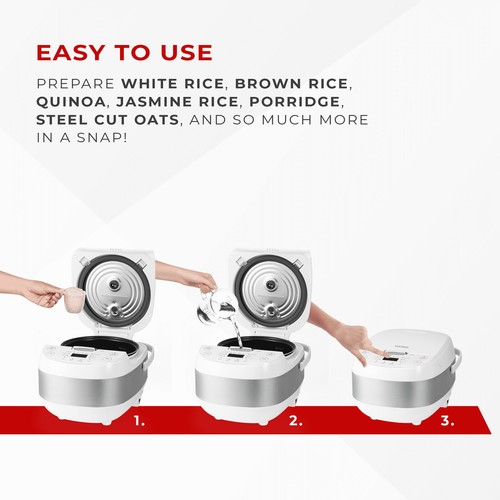 Rice Cookers Nonstick Inner Pot W/ Touch Screen Kitchen Adjustable Temperature image