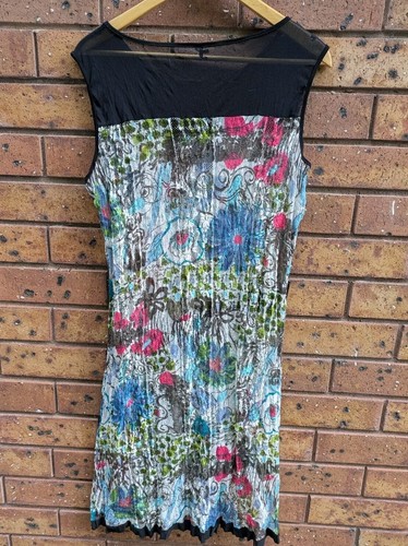 Motto Australia 14 lace stretch sleeveless layering tunic top floral abstract - Picture 5 of 6