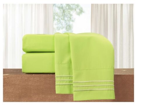 Elegant Comfort Luxury Soft 1500 Premium 4-Pc. Sheet Set Queen -Lime T4104032 - Picture 4 of 9