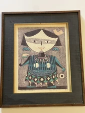 Bangkok Thailand Etching Modernist Expressionist 1970’s Abstract Portrait Rare