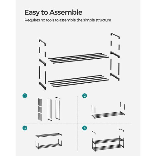 2-Tier Metal Shoe Rack for 10 Pairs – SONGMICS Organizer, Black - Picture 3 of 5