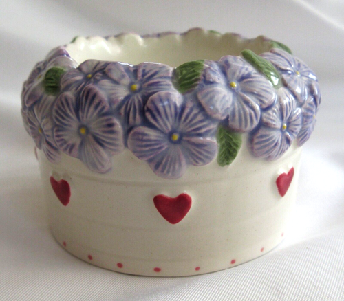 Lot Of 10 Yankee Candle Tealight Holders Garden Pot Blue Floral With Hearts NEW - Picture 5 of 7