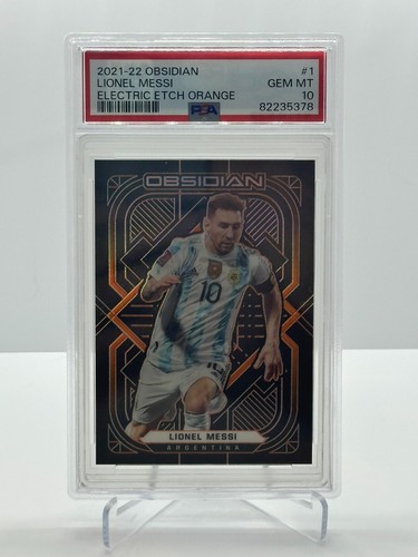2021-22 Obsidian Lionel Messi Electric Orange #d/25 PSA 10 - Picture 2 of 3