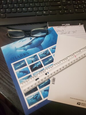 USPS Postage Stamps Sheet of 20 FIrst Class Letter  Shark