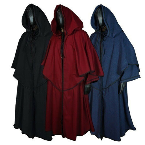 Halloween Unisex Cosplay Capa con Capucha Vestido Medieval Brujería Capa Vestido Disfraz - Imagen 8 de 15