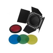 WELLMAKING Barn Door Barndoor with Honeycomb Grid and 4 Color Gel Filters ...