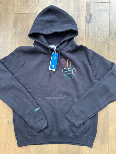 Adidas Originals Peace Sign Trefoil Black Hoodie HC1789 Men’s Size M Medium - Picture 2 of 21
