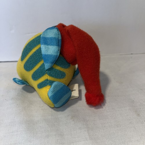DISNEY LITTLE MERMAID FLOUNDER PLUSH ORNAMENT McDONALDS HAPPY MEAL TOY 2.25" - Picture 2 of 3