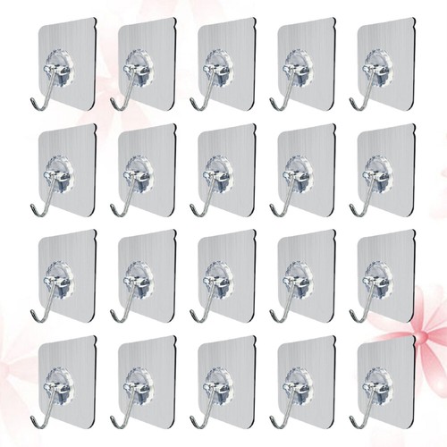 20 Pcs Wall Mounting Hooks Waterproof Reusable Hooks Adhesive Hooks Heavy Duty - Picture 1 of 12