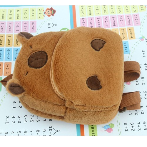 Plush Capybara Backpack Stuffed Animal Mini Shoulder Bag Cute Kids School Bag - Picture 6 of 11