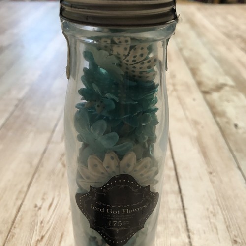 Prima Iced Got Flowers Milk Jug Glass Jar Tiffany Teal - Picture 3 of 6