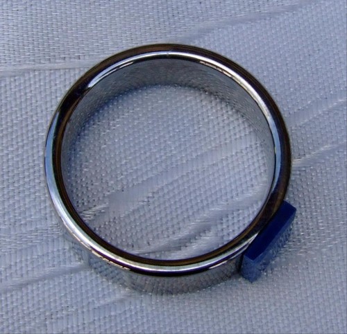 WOLFRAM/TUNGSTEN CARBIDE RING - 8 MM BREIT - STEIN - BLAU -TITAN HART (225) - Picture 5 of 6