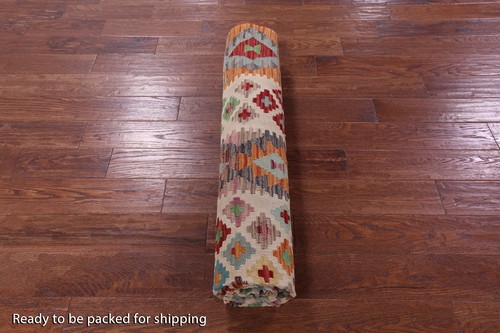 Tappeto 6' 6"" X 9' 10"" kilim in lana su lana reversibile trama piatta - Q17543 - Foto 9 di 9
