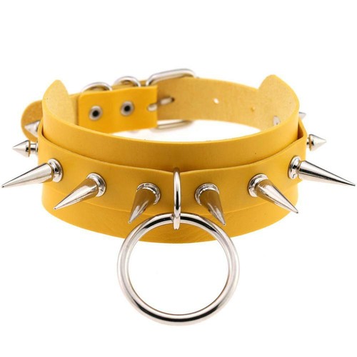 Spike Punk Goth Collar Necklace Leather Chockers Bondage Cosplay Round Collars - Picture 15 of 27