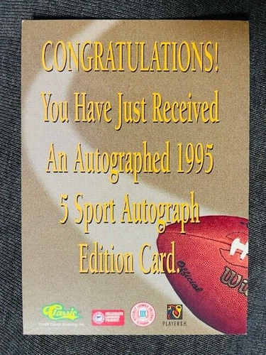 Tarjeta autógrafa Classic Five Sport Tyrone Poole Rookie RC 1995 - Imagen 2 de 2