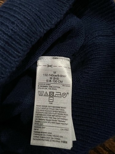 Boys Kids Gap Blue Striped Crew Neck Cotton Pullover Sweater Size M 8 - Picture 4 of 6