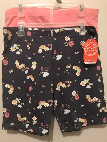 Bike Shorts 1 Gray Rainbows 1 Solid Peach SZ XL NWT-Wonder Nation Girl's
