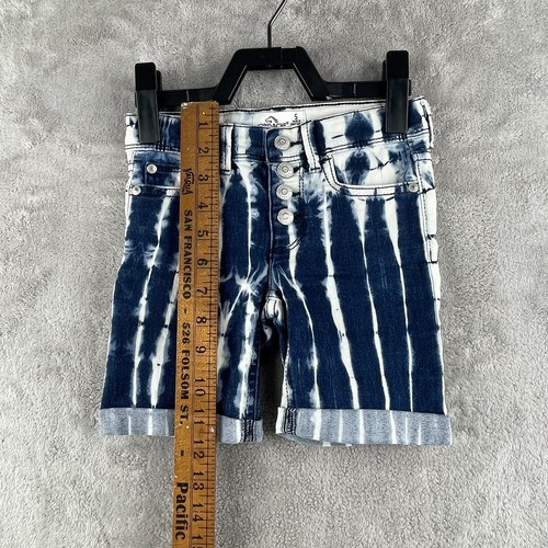 Jordache Girls Acid Wash Cuffed Shorts Snap Button Blue Size 5 - Picture 7 of 13