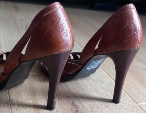 River Island Brown Peep Toe High Heeled Shoes Size 4 - Picture 6 of 8